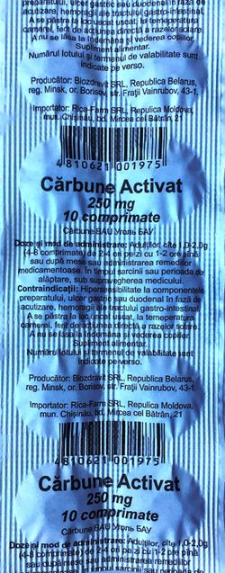 carbune activat 250 mg