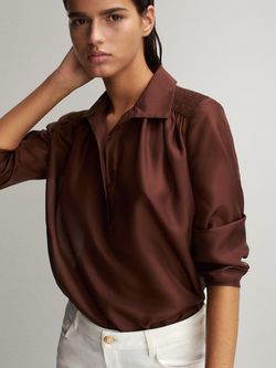 Блуза Massimo Dutti Коричневый 5107/537/717