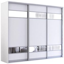 cumpără Dulap Mobildor-Lux Fox uși glisante din PAL cu elemente din oglindă (240x60x210H cm) Alb în Chișinău 
