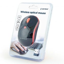 Wireless Mouse Gembird MUSW-4B-03-R, Optical, 800-1600 dpi, 4 buttons, Ambidextrous, Black/Red