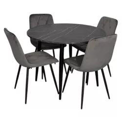 купить Комплект стол и стулья Evelin di Costacurta стол DT-402-6B + 4 стула YTC-080B, BLU-14 Dark grey в Кишинёве 