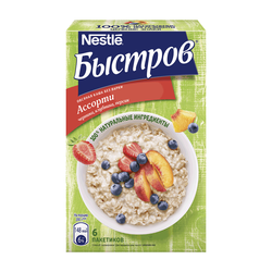 Каша овсяная Быстров Ассорти черника, клубника, персик, 240г
