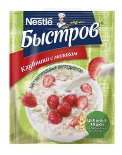 Каша овсяная Быстров с клубникой и молоком, 40г