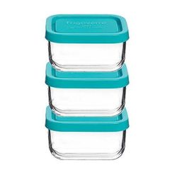cumpără Container alimentare Promstore 24975 Set de 3 recipiente Frigoverre Baby cu capac, 0.345L, 10x10cm, sticla, transparent în Chișinău 
