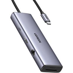 купить Переходник для IT Ugreen 15375 HUB 9in1 USB-C to HDMI(4K@60Hz)+2*USB-A3.0+2*USB-C3.05G+SD/TF+GigabitRJ45+PD(100W), CM498, Black в Кишинёве 