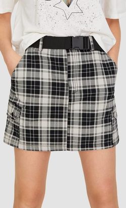 Юбка Stradivarius Серый в клетку 8528/168/004