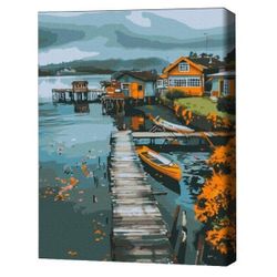 купить Картина по номерам BrushMe BS53964 40x50cm (în cutie) Orășel pescăresc в Кишинёве 