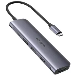 cumpără Adaptor IT Ugreen 52093 / USB Type C to HDMI + USB 3.0*3 + PD Power Converter, Black în Chișinău 