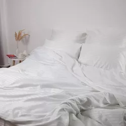 cumpără Lenjerie de pat Relaxe Home Комплект постельного белья TEP Stripe Satin 200x220 см Pure White în Chișinău 