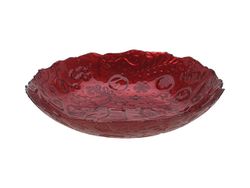 Блюдо глубокое "Новогодний трафарет" 30cm, стекло, красный