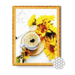 купить Картина по номерам Art Gallery GA86120 Mozaic cu diamante 40x50cm Floarea soarelui si cafea в Кишинёве 