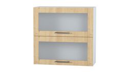 Horizontal kitchen upper cabinet with 2 glass doors, 800 mm