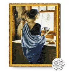cumpără Tablou pe numere Art Gallery GA79731 Mozaic cu diamante 40x50cm Ceaiul la fereastra în Chișinău 