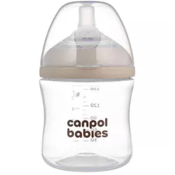 cumpără Cană cu pai Canpol 35/400 Sticlă cu formă naturală și tetină cu două zone, 150 ml în Chișinău 