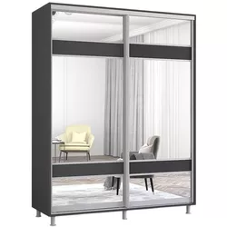 купить Шкаф Mobildor-Lux Aron cu uși glisante cu oglindă zebra (150x60x230H cm) Anthracite в Кишинёве 