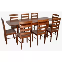 купить Комплект стол и стулья Evelin di Costacurta стол HV-27V Burnish Oak + 8 стульев GLORIA Burnish Oak/Ekea12 Dark Brown в Кишинёве 