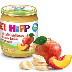 Hipp пюре яблоки, персик и банан 4+мес. 125г