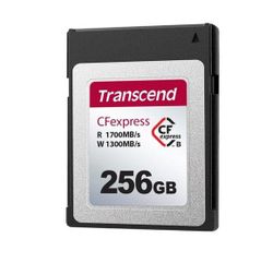 256GB CFexpress 2.0 Type B (PCIe 3.0 x2, NVMe 1.3), Transcend "TS256GCFE820" (R/W: 1700/1300MB/s)