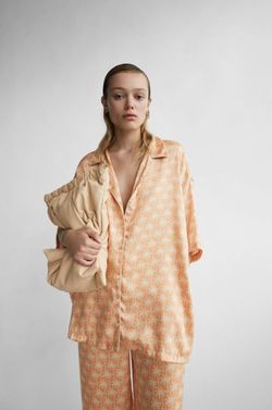 Блуза ZARA Оранжевый с принтом 3067/101/643