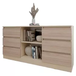 cumpără Comodă Smartex (16149) Т3 140cm Ivory+Stejar Deschis în Chișinău 