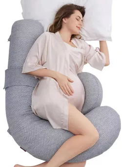 купить Подушка для мам Momcozy PP006-GR00NB-C Perna pentru maternitate in forma F Air Layer Grey в Кишинёве 