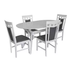 купить Комплект стол и стулья Evelin di Costacurta стол Raffles Oval White + 4 стула Deepa R White/NV-10WP Grey в Кишинёве 