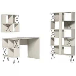 купить Офисный стол Trendy Extra 2, Crema, cu raft в Кишинёве 