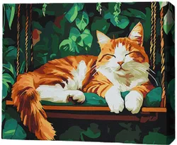 cumpără Tablou pe numere BrushMe MG0021FC 40х50cm (fără cutie) Pisică pe leagăn în Chișinău 