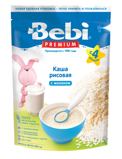 Каша молочная рисовая Bebi Premium (4+ мес.), 250 г