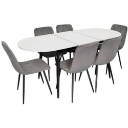 купить Комплект стол и стулья Evelin di Costacurta cтол DT-533R B + 6 стульев YTC-080B Bluvel-14 (Dark grey) в Кишинёве 
