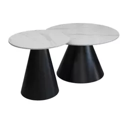 cumpără Măsuţă cafea Deco Set Masa cafea Arno D70x40 + D50x46 White în Chișinău 