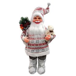 cumpără Decor de Crăciun și Anul Nou Promstore 56876 Mos Crăciun, 60cm, Silver Scandinavian cu cadouri + ursuleț în Chișinău 