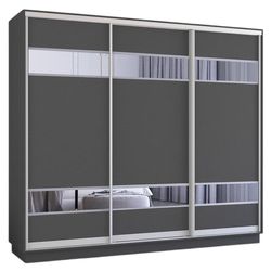 cumpără Dulap Mobildor-Lux Fox uși glisante din PAL cu elemente din oglindă (360x60x220H cm) Anthracite în Chișinău 