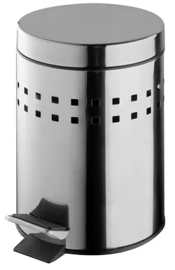 купить Урна для мусора Bisk 04913 cu pedala 3L, SQUARES crom в Кишинёве 