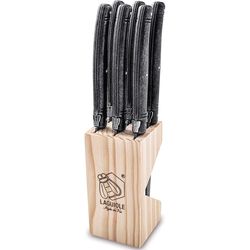 купить Набор ножей Laguiole Premium Line 6 Steak Knives Black Stonewash set 6 buc cu suport в Кишинёве 