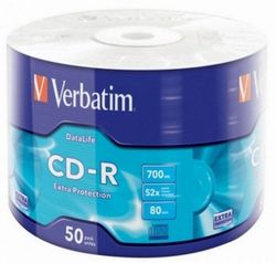 CD-R   Printable  50*Cake, Verbatim, 700MB, 52x, AZO PRO, Printable NO ID Brand; 43745