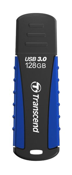 128GB  USB3.1 Flash Drive Transcend "JetFlash 810", Black-Blue, Rubber Case (R/W:90/45MB/s)