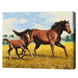 купить Картина по номерам BrushMe BS52394FC 40x50cm (fără cutie) Galop de familie в Кишинёве 