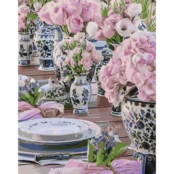 cumpără Tablou pe numere Strateg R16 /28 (GS1096)(50685) Set cu flori, 40x50 cm în Chișinău 