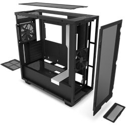 Case ATX NZXT H7 Flow, 2xUSB 3.2, 1xType-C, 2x120mm, Tempered Glass, Mesh Freont, White/Black
