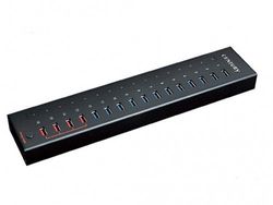 USB  3.0 Hub 16-port Century "CHM-U3P16" Black, (+Power Adapter 12V, 6.5A)