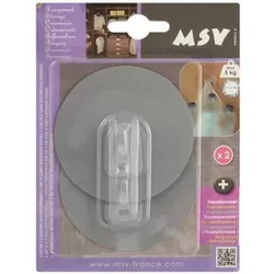 купить Вешалка для ванной MSV 40996 Крючки самоклеющиеся 2шт круг 8cm, св-сер, пластик в Кишинёве 