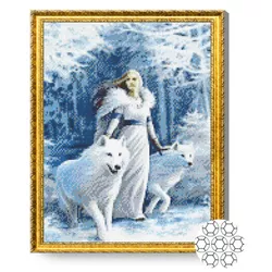 купить Картина по номерам Art Gallery GA77164 Mozaic cu diamante 40x50cm Printesa iernii si lupii в Кишинёве 