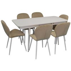 cumpără Set masă și scaune Evelin di Costacurta стол DT-432-1R Wh + 6 стульев YTC-064Wh Light beige în Chișinău 