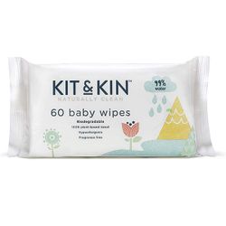 Биоразлагаемые гипоаллергенные влажные салфетки Kit&Kin 60 шт