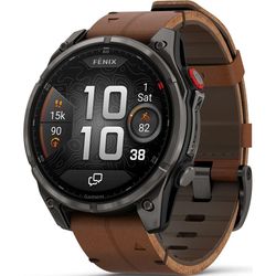 купить Смарт часы Garmin fenix® 8 Pro – 47 mm, AMOLED, Sapphire, Carbon grey DLC titanium with Chestnut leather band в Кишинёве 