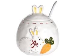 Сахарница "Кролик с морковкой" 12сm, керамика
