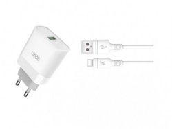 Wall Charger XO, Type-C PD65W/USB-A QC45W fast charger, 65W, CE04A, white