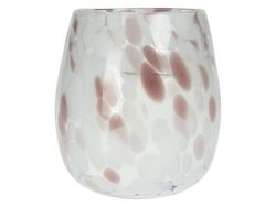 Lumanare in candelabru de sticla "Tulip" 12X12cm White Pink Dots