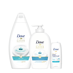 Комплект " Антибактериальный"  (Dove Care&Protect, 500мл + , Hygiene Gel, 50мл + Hand Wash, 250мл)